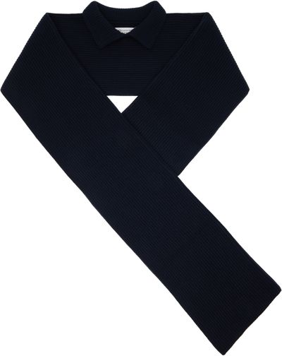 Maison Margiela Maison Margiela Navy Ribbed Wool Collar Scarf