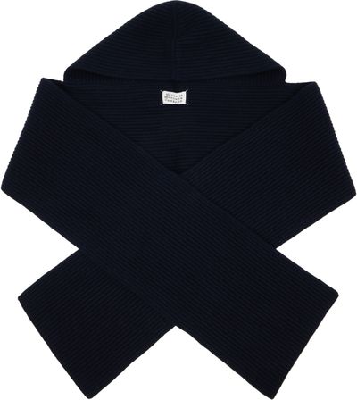 Maison Margiela Maison Margiela Navy Wool Hooded Scarf