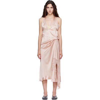 Maison Margiela Maison Margiela Pink Lace Slip Midi Dress