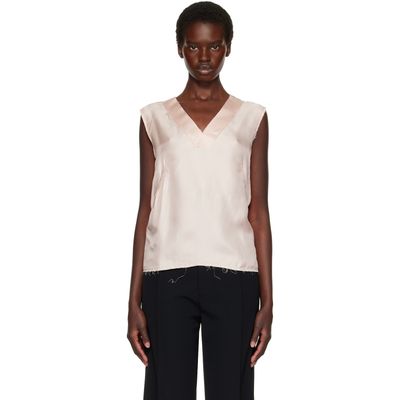 Maison Margiela Maison Margiela Pink Silk V-Neck Top