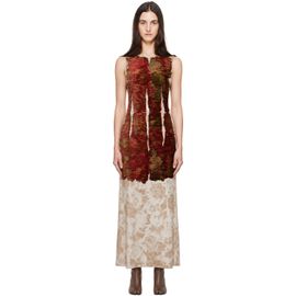 Maison Margiela Maison Margiela Red & Beige Tapestry Maxi Dress