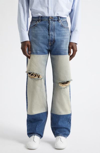 Maison Margiela Maison Margiela Ripped Patched Panel Straight Leg Jeans