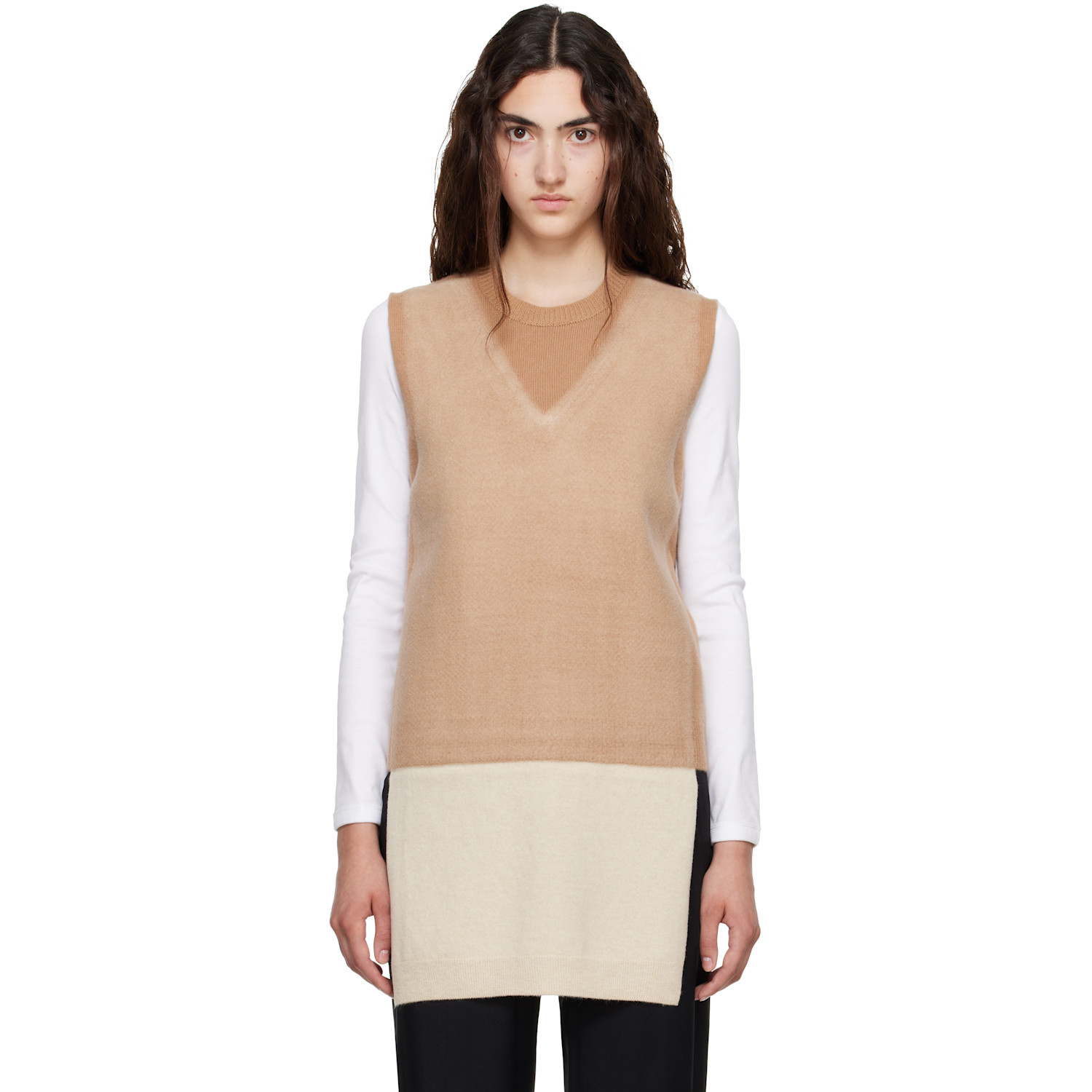 Maison Margiela - Tan & Beige Fused Knit Vest