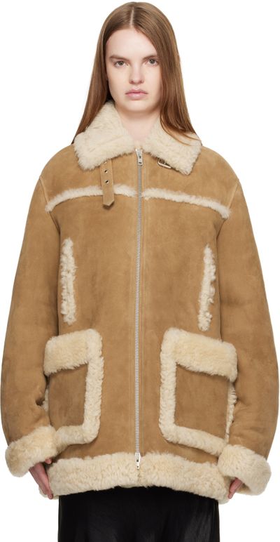 Maison Margiela Maison Margiela Tan Caban Shearling Coat