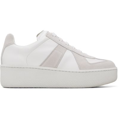 Maison Margiela Maison Margiela White & Taupe Replica Wedge Sneakers