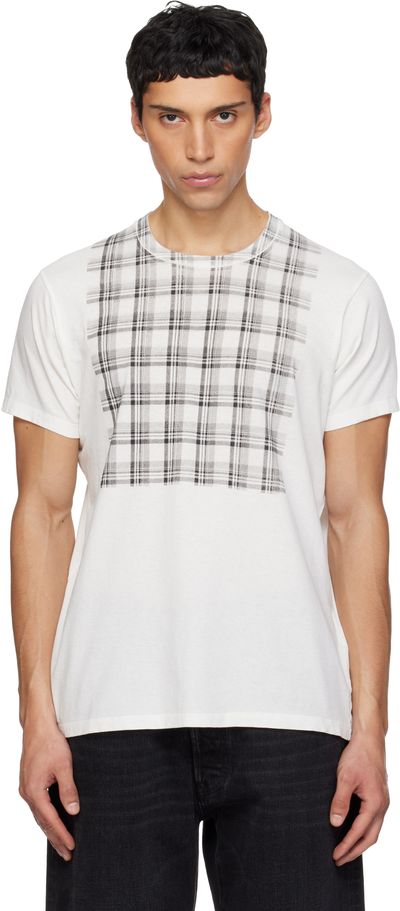 Maison Margiela Maison Margiela White Check Panel Cotton T-shirt