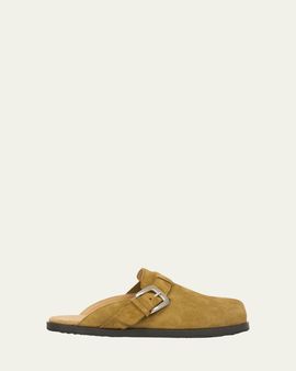 Maison Margiela Men's Tabi Anatomic Split-Toe Suede Mules