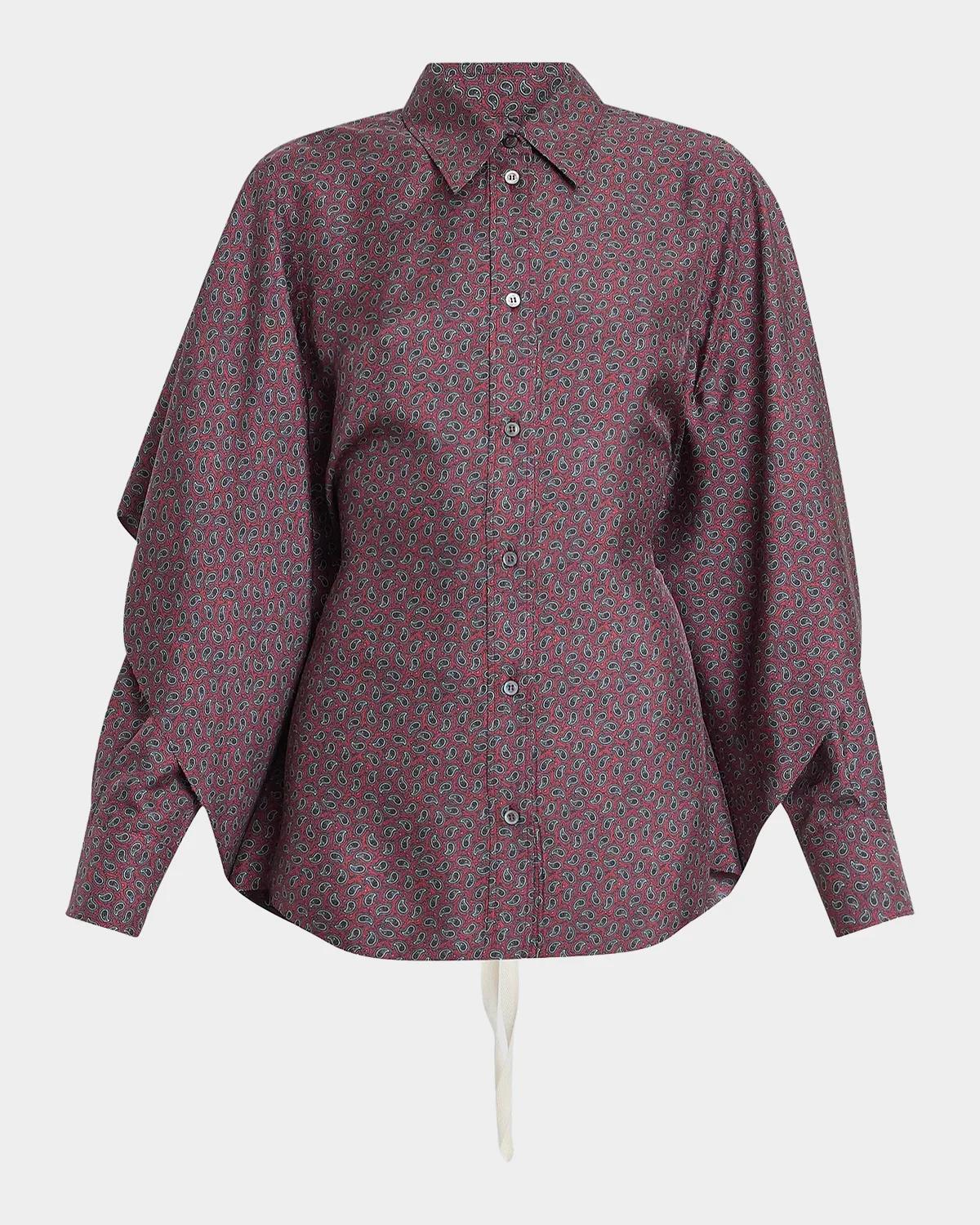 Maison Margiela Micro-Paisley Drawstring Shirt