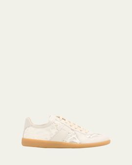 Maison Margiela Replica Lace and Leather Low-Top Sneakers