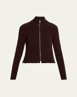 Maison Margiela Ribbed Mock-Neck Cardigan