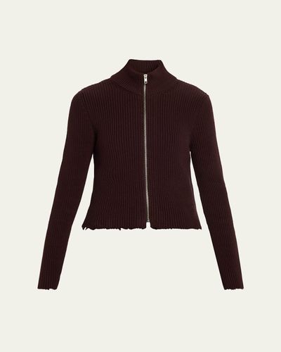 Maison Margiela Ribbed Mock-Neck Cardigan