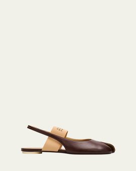 Maison Margiela Tabi Anatomic Numeric Leather Slingback Ballerina Flats