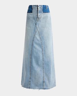 Maison Margiela Two-Tone Denim Maxi Skirt