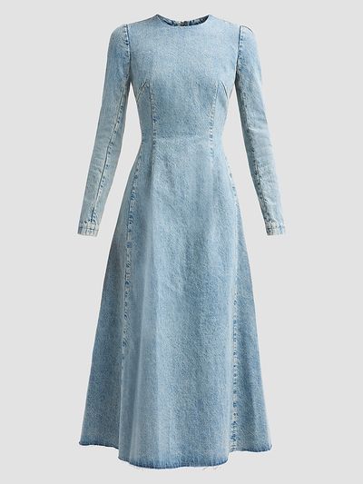 Maison Margiela Women's Denim Long-Sleeve A-Line Midi Dress