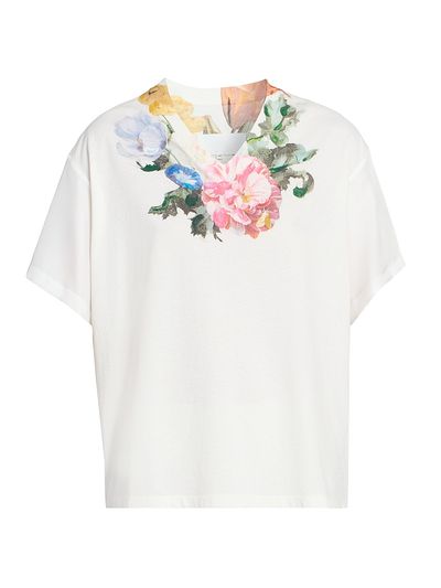 Maison Margiela Women's Floral Cotton V-Neck T-Shirt