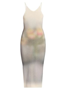 Maison Margiela Women's Floral Knit Cotton Midi-Dress