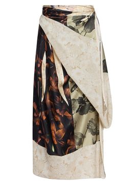 Maison Margiela Women's Floral Silk Wrap Midi-Skirt
