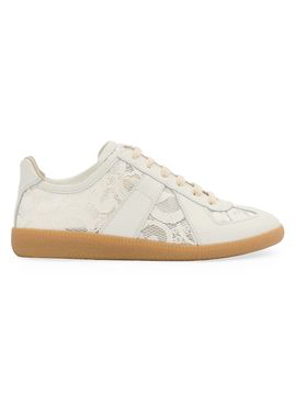 Maison Margiela Women's Replica Lace-Trim Leather Sneakers