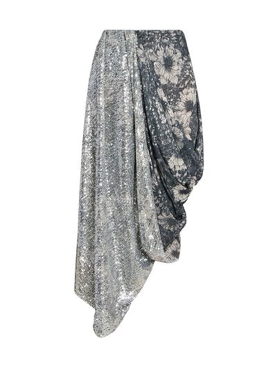 Maison Margiela Women's Sequin Floral Draped Midi-Skirt
