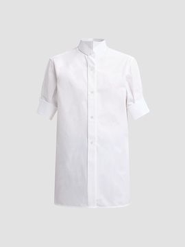 Maison Margiela Women's Snap-Button Short-Sleeve Cotton Shirt
