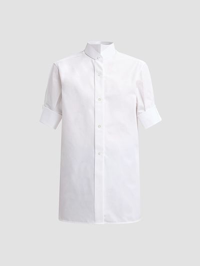 Maison Margiela Women's Snap-Button Short-Sleeve Cotton Shirt