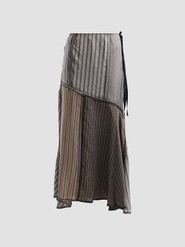 Maison Margiela Women's Striped Patchwork Cupro Midi Skirt