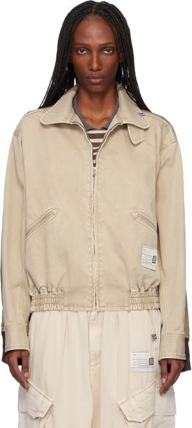 Maison MIHARA YASUHIRO Maison MIHARA YASUHIRO Beige & Khaki Front Back Combined Zip-Up Jacket
