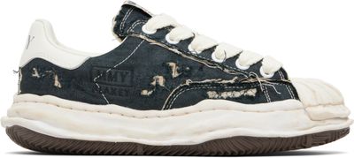 Maison MIHARA YASUHIRO Maison MIHARA YASUHIRO Black 'Blakey' OG Sole Ripped Overdye Canvas Sneakers