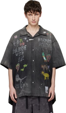 Maison MIHARA YASUHIRO Maison MIHARA YASUHIRO Black Hand Drawing Print Shirt