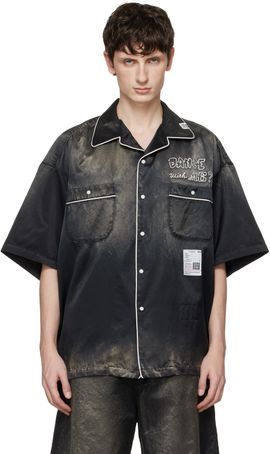 Maison MIHARA YASUHIRO Maison MIHARA YASUHIRO Black Sun Faded Like Satin Shirt