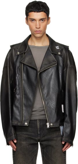 Maison MIHARA YASUHIRO Maison MIHARA YASUHIRO Black Vest Combined Coating Faux-Leather Jacket