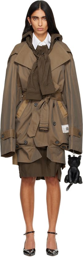Maison MIHARA YASUHIRO Maison MIHARA YASUHIRO Brown Reversed Front Trench Coat