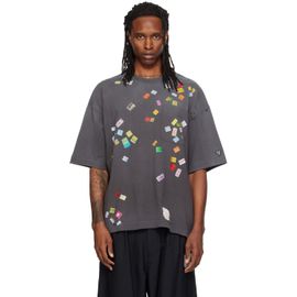 Maison MIHARA YASUHIRO Maison MIHARA YASUHIRO Gray Price Tag Sticker Printed T-shirt