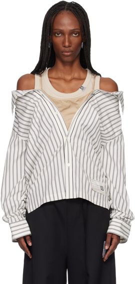 Maison MIHARA YASUHIRO Maison MIHARA YASUHIRO Off-White & Beige Triple Layered Stripe Shirt