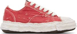 Maison MIHARA YASUHIRO Maison MIHARA YASUHIRO Red 'Peterson23' OG Sole Ripped Overdye Canvas Sneakers