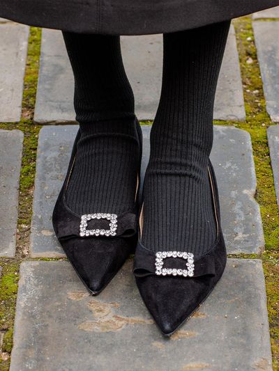Maison Sofia Grace Crystal Suede Flats