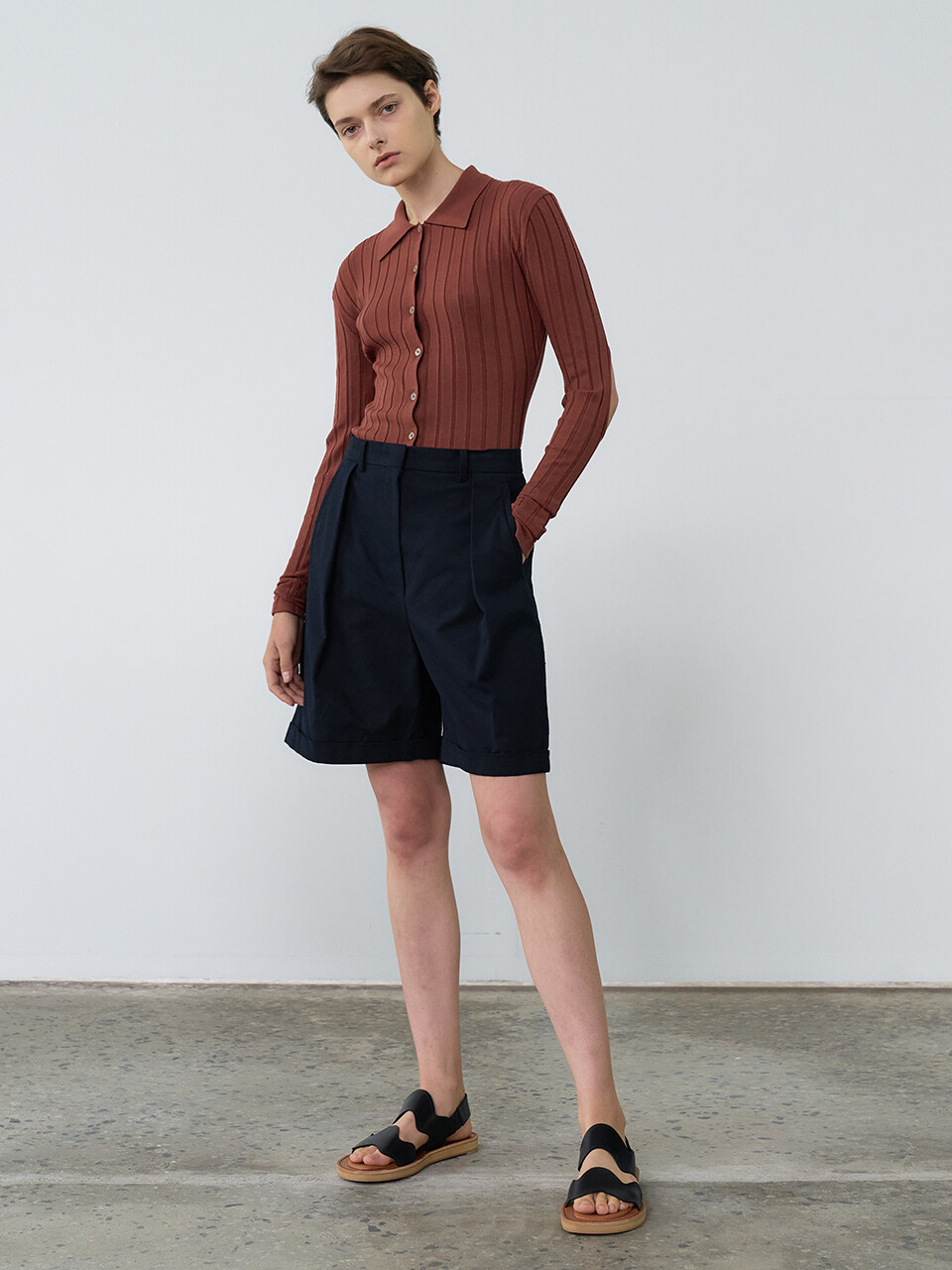 MAISONMARAIS Boucle Shorts _ Dark Navy