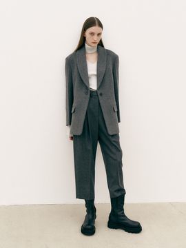 MAISONMARAIS Button Crop Wool Pant_Melange Grey
