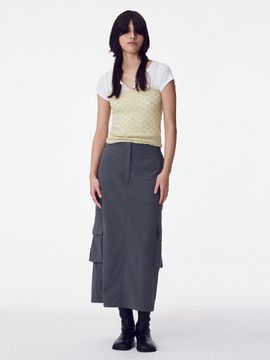 MAISONMARAIS Cargo Shirring Skirt_Charcoal