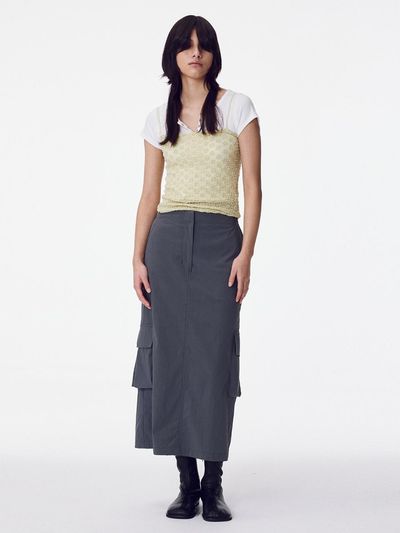 MAISONMARAIS Cargo Shirring Skirt_Charcoal