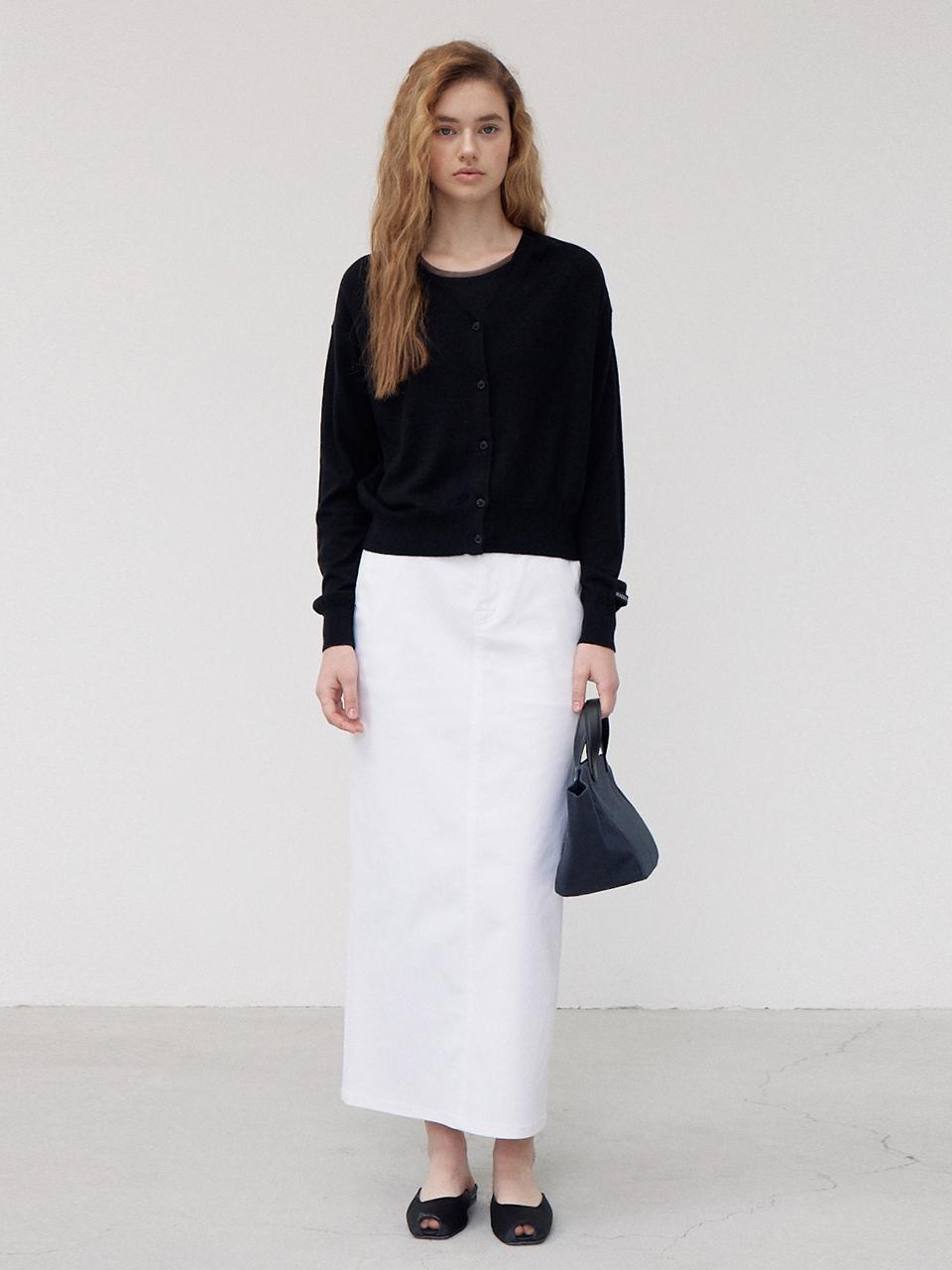 MAISONMARAIS Cotton Twill Straight Fit Maxi Skirt [Beige]