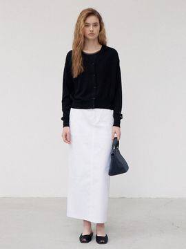 MAISONMARAIS Cotton Twill Straight Fit Maxi Skirt [Beige]