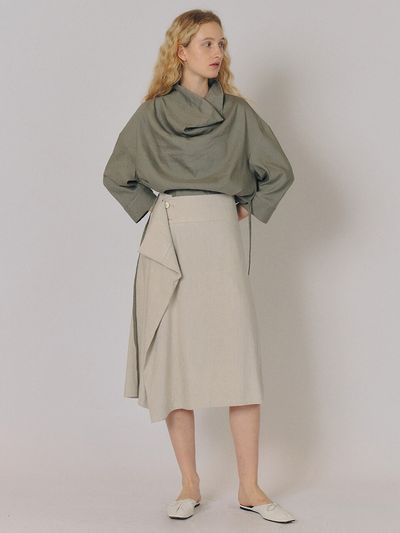 MAISONMARAIS Linen Flared Skirt