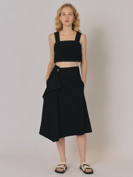 MAISONMARAIS Linen Flared Skirt_Black