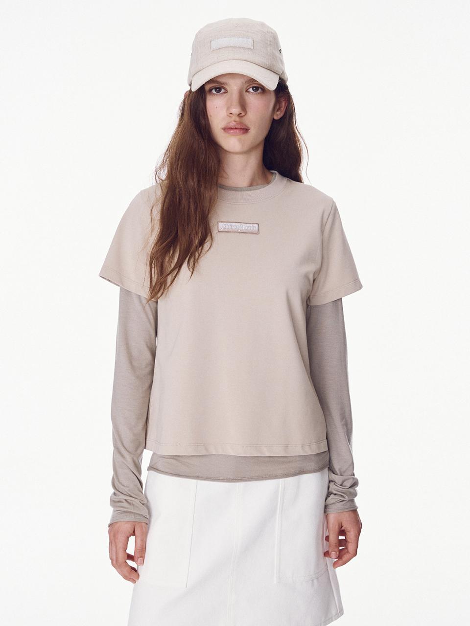 MAISONMARAIS Logo Half Sleeve T-Shirt_Dark Beige
