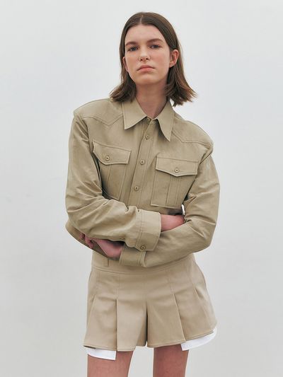 MAISONMARAIS Micro Mini Pleats Shorts _Light Beige