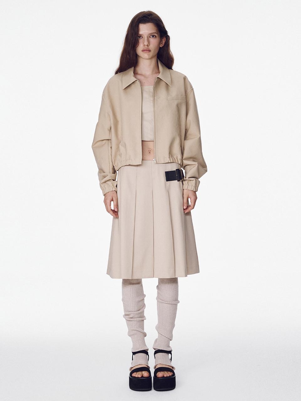 MAISONMARAIS Pleated Buckle Skirt - Light Beige