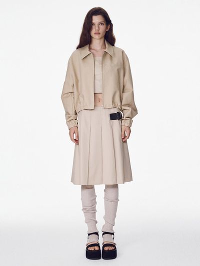 MAISONMARAIS Pleated Buckle Skirt - Light Beige