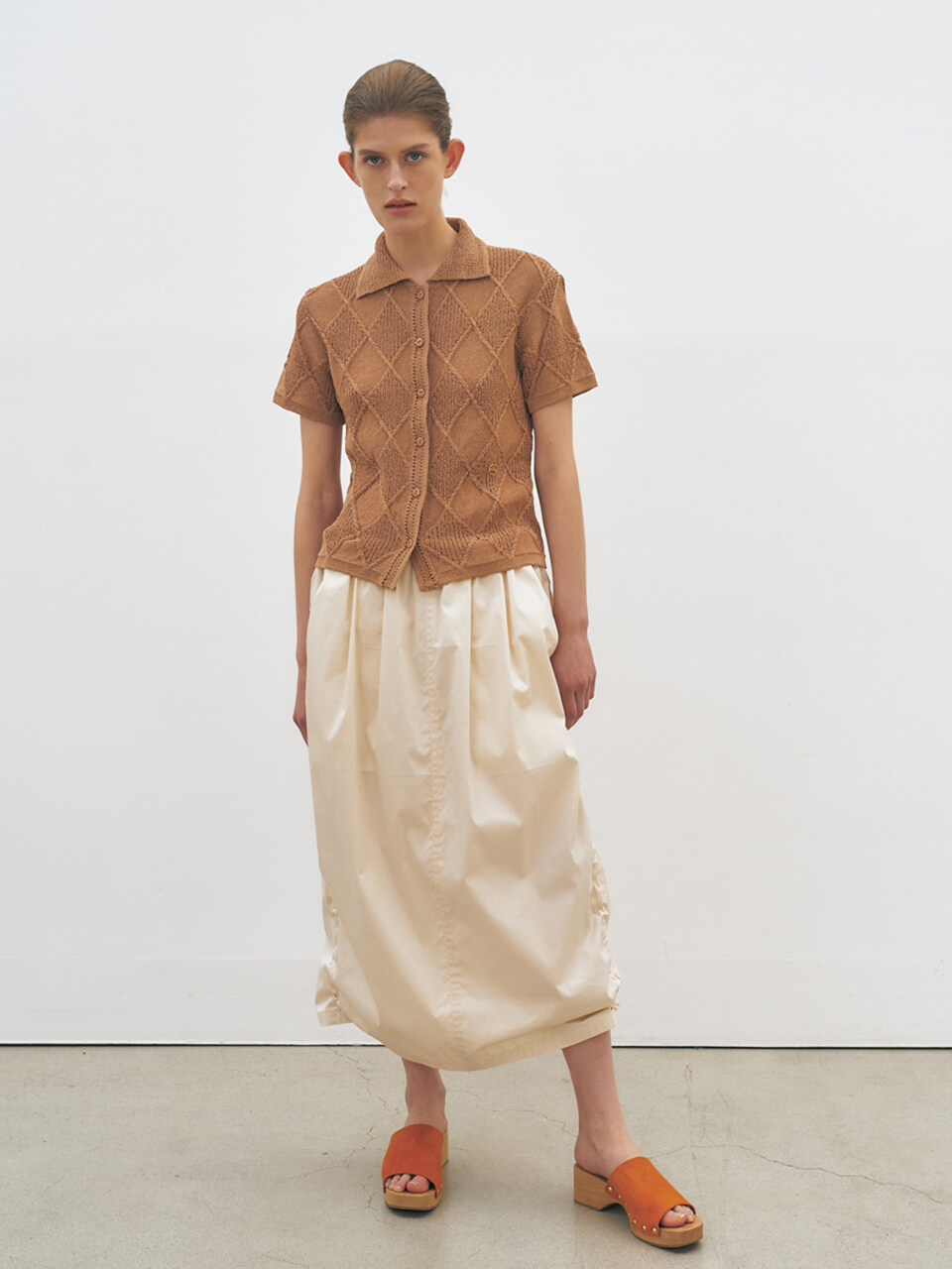 MAISONMARAIS Puckering Skirt_Light Beige