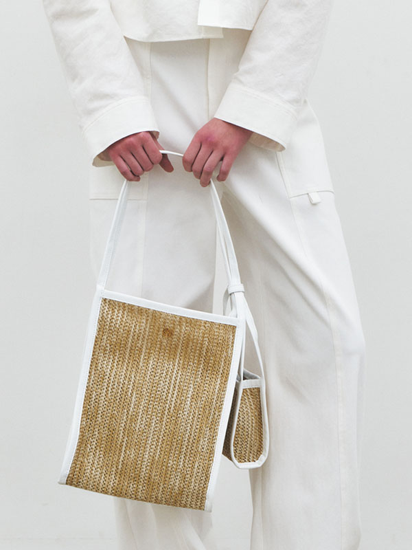 MAISONMARAIS Raphia Mini Cabas Bag_White